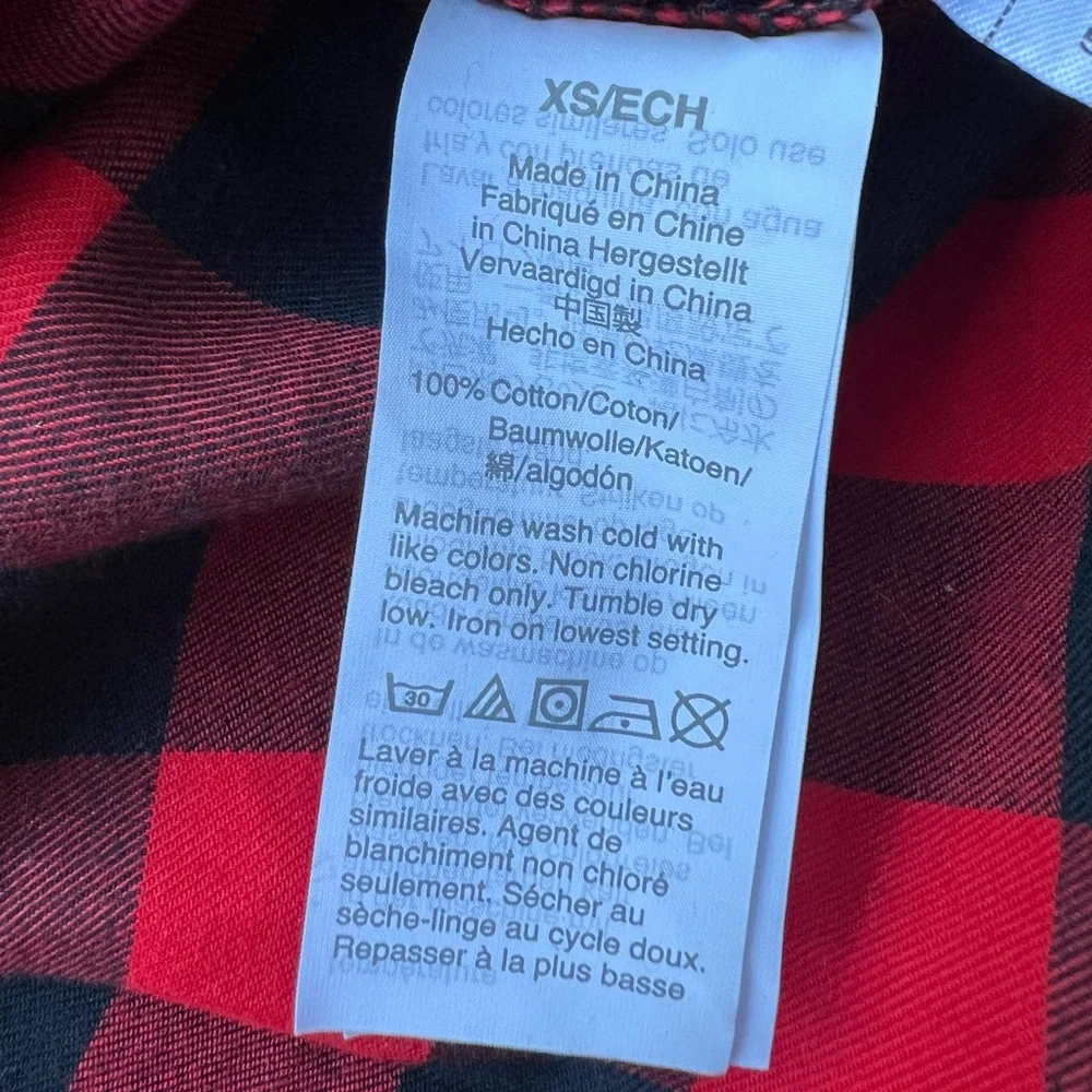 NWT J. Crew Red Black‎ Buffalo Plaid Cotton Popover Tunic Blouse XS Cabincore